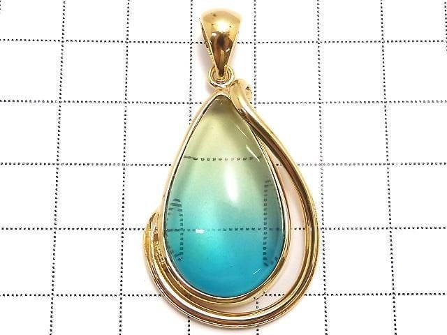 [Video][One of a kind] Blue Amber Pendant 18KGP NO.196