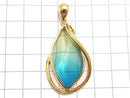 [Video][One of a kind] Blue Amber Pendant 18KGP NO.197