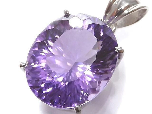 [Video][One of a kind] High Quality Amethyst AAA- Faceted Pendant Silver925 NO.11
