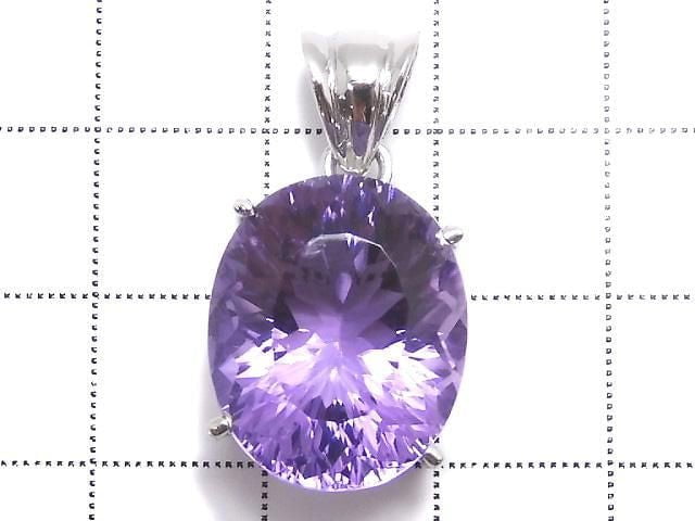 [Video][One of a kind] High Quality Amethyst AAA- Faceted Pendant Silver925 NO.11