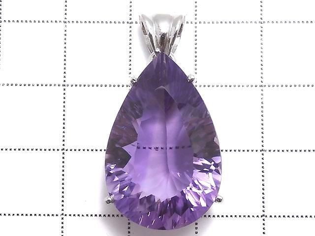 [Video][One of a kind] High Quality Amethyst AAA Faceted Pendant Silver925 NO.18
