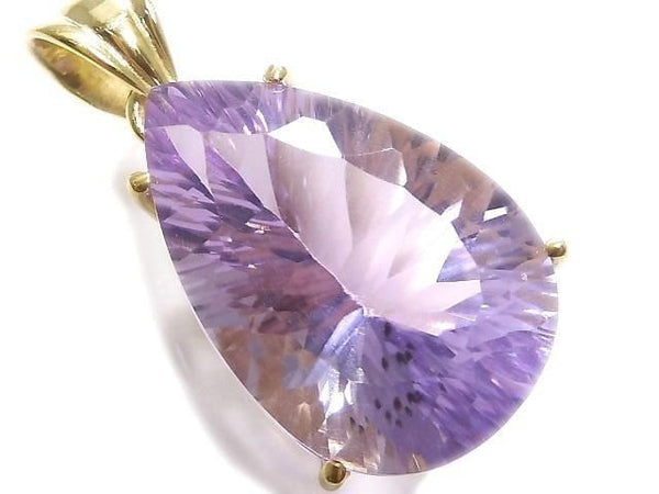 [Video][One of a kind] High Quality Amethyst AAA- Faceted Pendant 18KGP NO.23