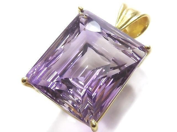 [Video][One of a kind] High Quality Amethyst AAA Faceted Pendant 18KGP NO.25