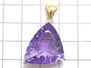 [Video][One of a kind] High Quality Amethyst AAA- Faceted Pendant 18KGP NO.28