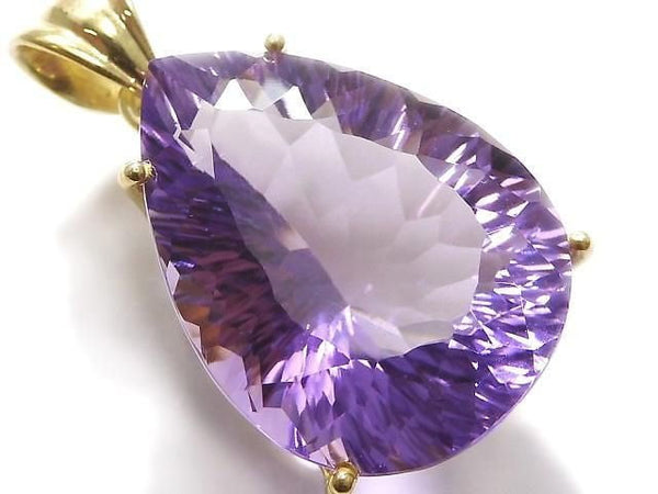 [Video][One of a kind] High Quality Amethyst AAA Faceted Pendant 18KGP NO.29