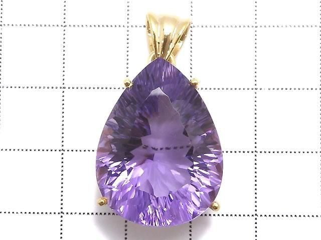 [Video][One of a kind] High Quality Amethyst AAA Faceted Pendant 18KGP NO.29