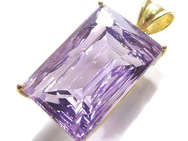 [Video][One of a kind] High Quality Amethyst AAA Faceted Pendant 18KGP NO.30