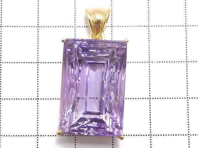 [Video][One of a kind] High Quality Amethyst AAA Faceted Pendant 18KGP NO.30