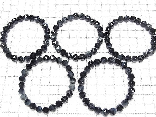 [Video] High Quality! Natural Color Blue Tiger's Eye AA++ Star Faceted Round 8mm Bracelet