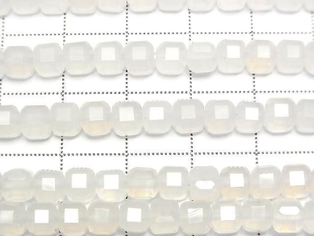 [Video] High Quality! White Chalcedony Cube Shape 5x5x5mm 1strand Beads (approx. 15 inches/36 cm)