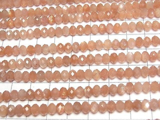 [Video]High Quality! Sunstone AA+ Faceted Button Rondelle 6x6x4mm half or 1strand beads (aprx.15inch/37cm)