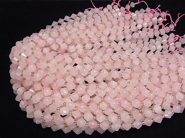 [Video] High Quality! Rose Quartz AA++ Abacus Cut 8x8x8mm 1strand Beads (approx. 15 inches/36 cm)