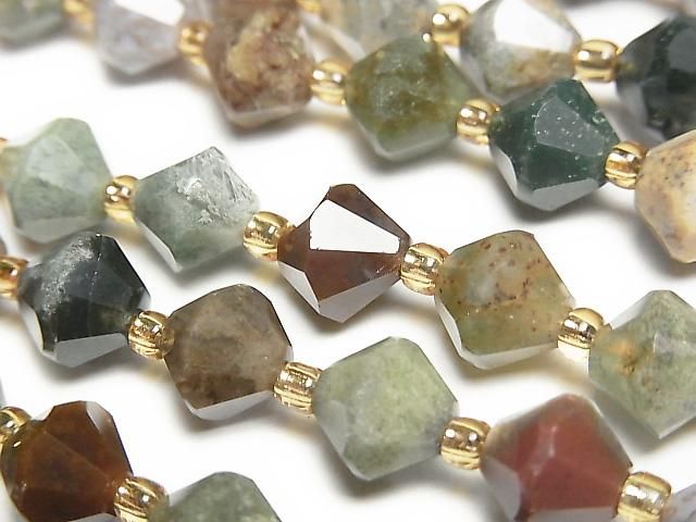 [Video] High Quality! Indian Agate Abacus Cut 8x8x8mm 1strand Beads (15 inch/36 cm)
