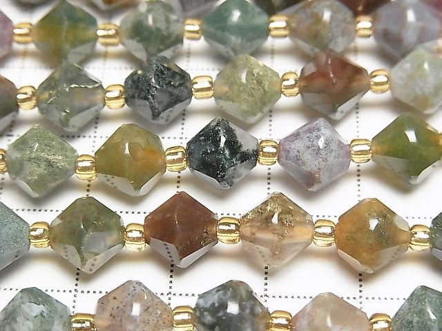 [Video] High Quality! Indian Agate Abacus Cut 8x8x8mm 1strand Beads (15 inch/36 cm)