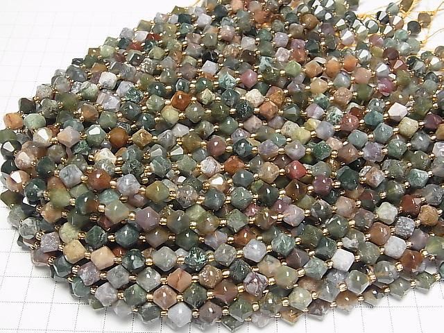 [Video] High Quality! Indian Agate Abacus Cut 8x8x8mm 1strand Beads (15 inch/36 cm)