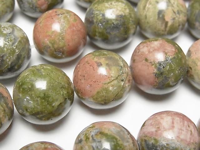 [Video] Unakite Round 15.5mm half or 1 strand beads (approx. 14 inches/34 cm)