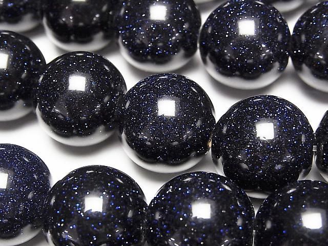 [Video] Blue Golden Sand Stone Round 17.5mm 1/4 or 1strand beads (approx. 14 inches/34 cm)