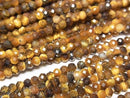[Video] High Quality! Yellow Tiger's Eye AAA- Faceted Button Rondelle 3x3x2mm 1strand beads (approx. 15 inches/38 cm)
