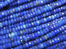 [Video]High Quality! Lapislazuli AA++ Faceted Button Rondelle 3x3x1.5mm 1strand beads (aprx.15inch/38cm)