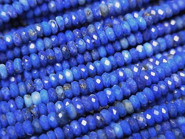 [Video]High Quality! Lapislazuli AA++ Faceted Button Rondelle 3x3x1.5mm 1strand beads (aprx.15inch/38cm)