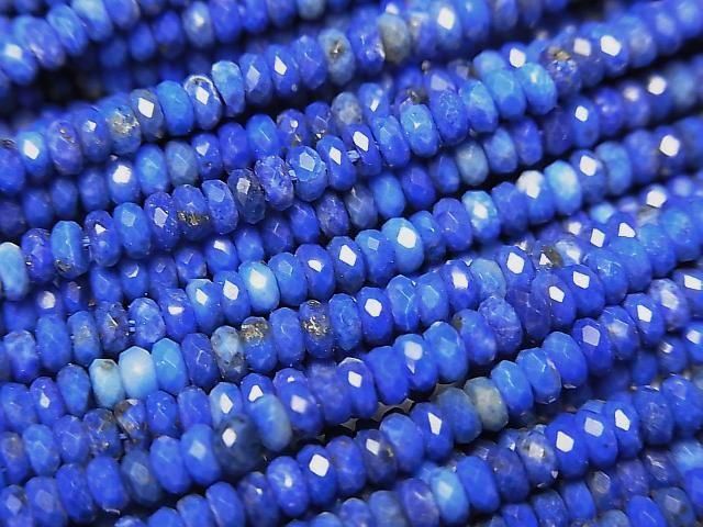 [Video]High Quality! Lapislazuli AA++ Faceted Button Rondelle 3x3x1.5mm 1strand beads (aprx.15inch/38cm)