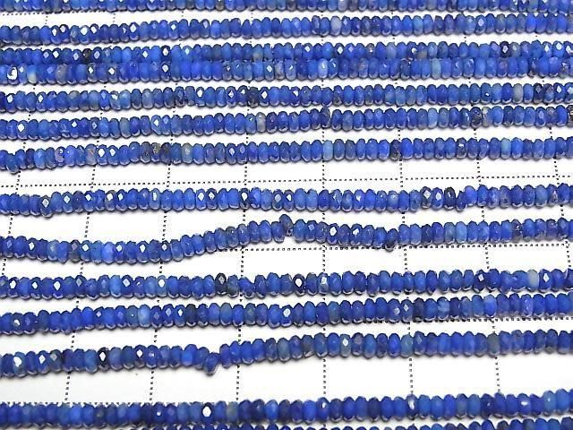 [Video]High Quality! Lapislazuli AA++ Faceted Button Rondelle 3x3x1.5mm 1strand beads (aprx.15inch/38cm)