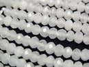 [Video] High Quality! White Jade Faceted Button Rondelle 6x6x4mm 1strand beads (approx. 15 inches/37 cm)