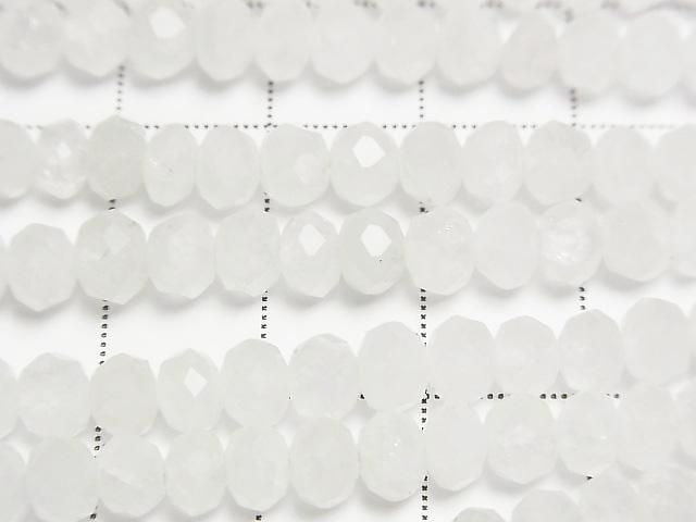 [Video] High Quality! White Jade Faceted Button Rondelle 6x6x4mm 1strand beads (approx. 15 inches/37 cm)