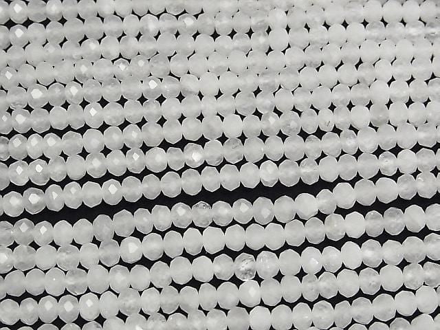 [Video] High Quality! White Jade Faceted Button Rondelle 6x6x4mm 1strand beads (approx. 15 inches/37 cm)