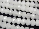 [Video] High Quality! White Jade Faceted Button Rondelle 8x8x5mm 1strand beads (approx. 15 inches/37 cm)