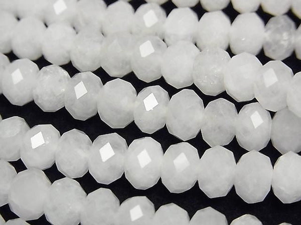 [Video] High Quality! White Jade Faceted Button Rondelle 8x8x5mm 1strand beads (approx. 15 inches/37 cm)