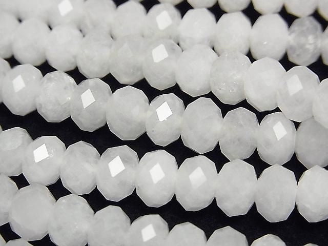 [Video] High Quality! White Jade Faceted Button Rondelle 8x8x5mm 1strand beads (approx. 15 inches/37 cm)