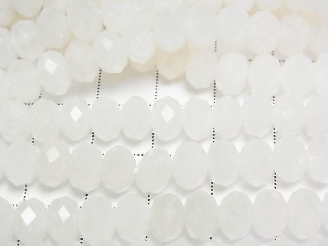 [Video] High Quality! White Jade Faceted Button Rondelle 8x8x5mm 1strand beads (approx. 15 inches/37 cm)