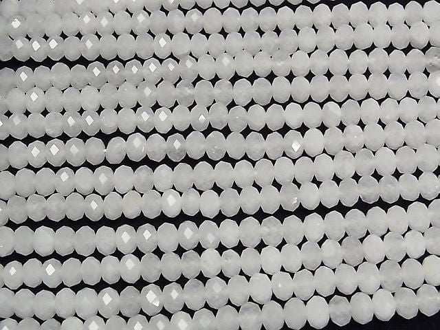 [Video] High Quality! White Jade Faceted Button Rondelle 8x8x5mm 1strand beads (approx. 15 inches/37 cm)