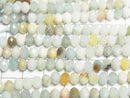 [Video] High Quality! Mixed Amazonite Faceted Button Rondelle 6x6x4mm 1strand beads (approx. 15 inches/37 cm)