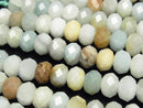 [Video] High Quality! Mixed Amazonite Faceted Button Rondelle 8x8x5mm 1strand beads (approx. 15 inches/37 cm)