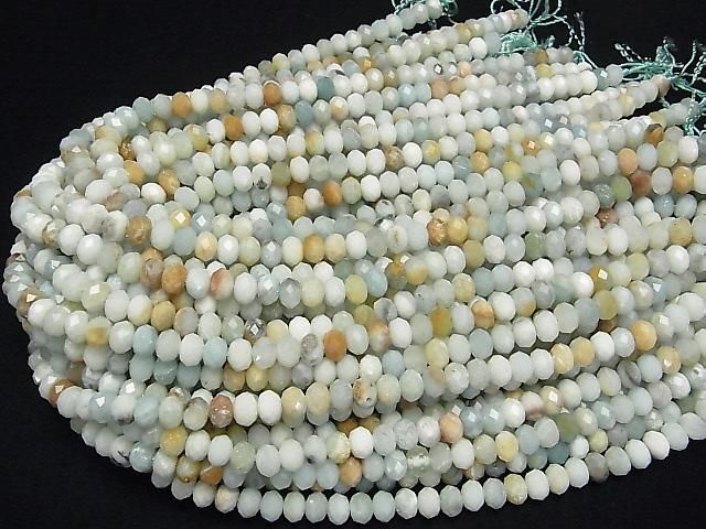 [Video] High Quality! Mixed Amazonite Faceted Button Rondelle 8x8x5mm 1strand beads (approx. 15 inches/37 cm)