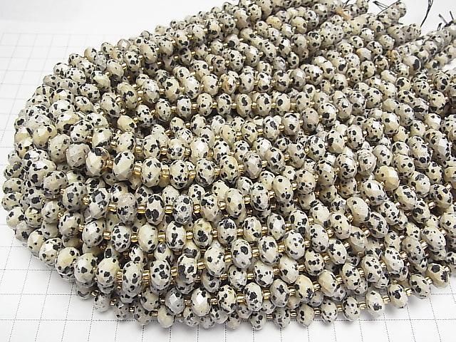 [Video] High Quality! Dalmatian Jasper Faceted Button Rondelle 10x10x6mm Half or 1 Strand Beads (approx. 15 inches/36 cm)