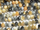 [Video] High Quality! Silver Blue & Golden Tiger's Eye AAA- Faceted Button Rondelle 6x6x4mm Half or 1strand Beads (approx. 15 inches/36 cm)