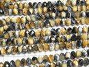[Video] High Quality! Silver Blue & Golden Tiger's Eye AAA- Faceted Button Rondelle 8x8x5mm Half or 1strand Beads (approx. 15 inches/36 cm)