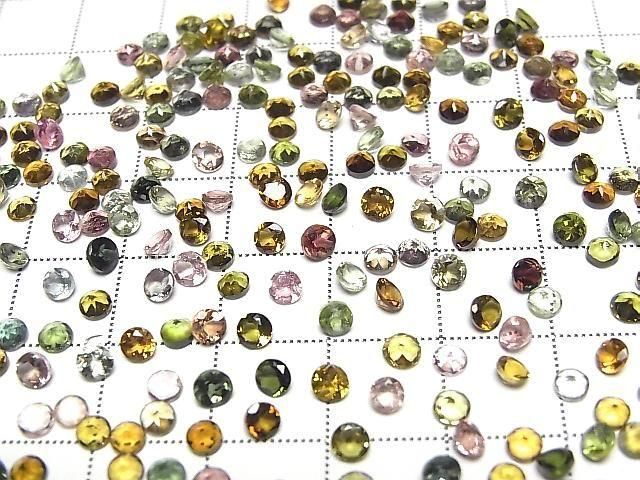[Video] High Quality Multicolor Tourmaline AAA Loose Stone Round Faceted 3x3mm 20pcs