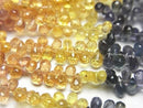 [Video] High Quality Multicolor Sapphire AAA-Drop Faceted Briolette 1strand beads (approx. 7 inches/18 cm)