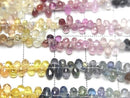 [Video] High Quality Multicolor Sapphire AAA-Drop Faceted Briolette 1strand beads (approx. 7 inches/18 cm)