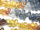 [Video] High Quality Multicolor Sapphire AAA-Drop Faceted Briolette 1strand beads (approx. 7 inches/18 cm)