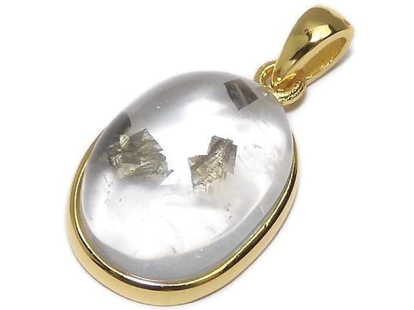 [Video][One of a kind] Pyrite in Quartz Pendant 18KGP NO.26