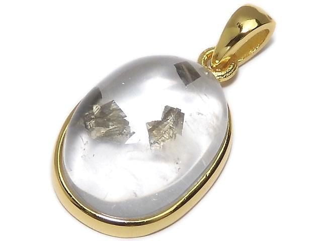 [Video][One of a kind] Pyrite in Quartz Pendant 18KGP NO.26