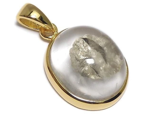 [Video][One of a kind] Pyrite in Quartz Pendant 18KGP NO.27