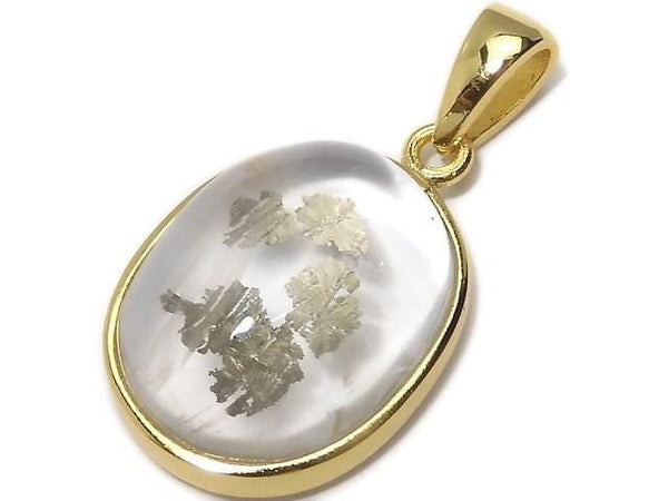 [Video][One of a kind] Pyrite in Quartz Pendant 18KGP NO.28