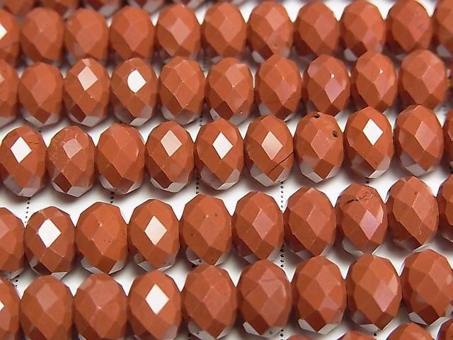 [Video] High Quality! Red Jasper Faceted Button Rondelle 8.5x8.5x5.5mm Half or 1strand Beads (approx. 15 inches/36 cm)