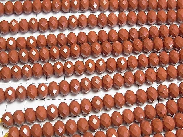 [Video] High Quality! Red Jasper Faceted Button Rondelle 8.5x8.5x5.5mm Half or 1strand Beads (approx. 15 inches/36 cm)